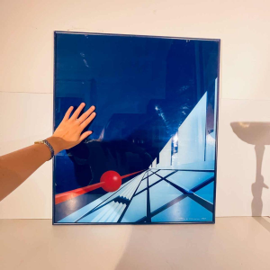 PATRICE PLACEMAN ''Red ball" painting eglomised oil under plexiglass, 1996