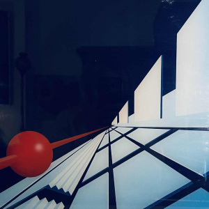 PATRICE PLACEMAN ''Rode bal'' schilderij eglomeraat olie onder plexiglas, 1996