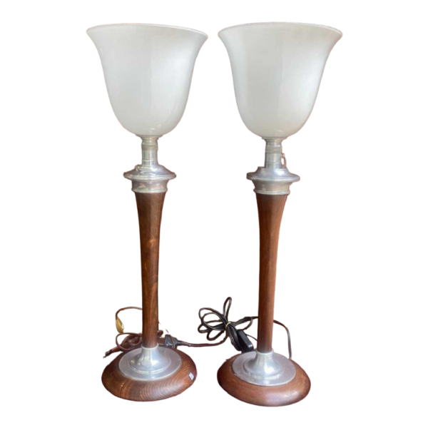 Pair of large Mazda 1930 Art Deco lamps 80cm