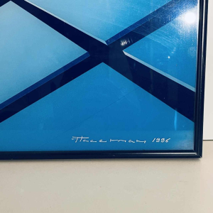 PATRICE PLACEMAN ''Rode bal'' schilderij eglomeraat olie onder plexiglas, 1996