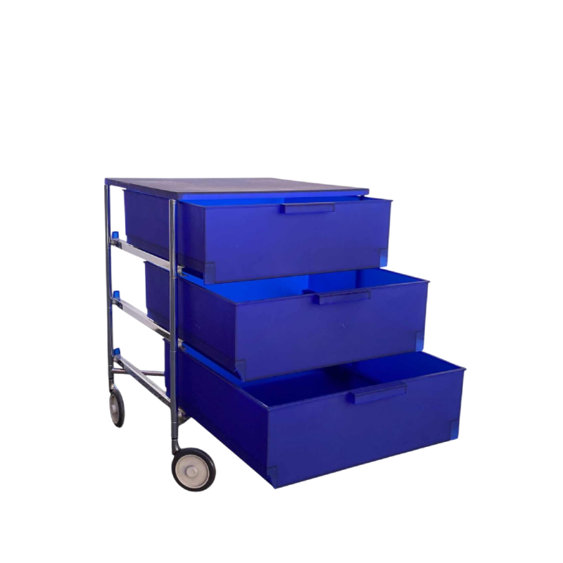 Kartell – Caisson de rangement “Mobil” 3 tiroirs, bleu cobalt, 1993 Design