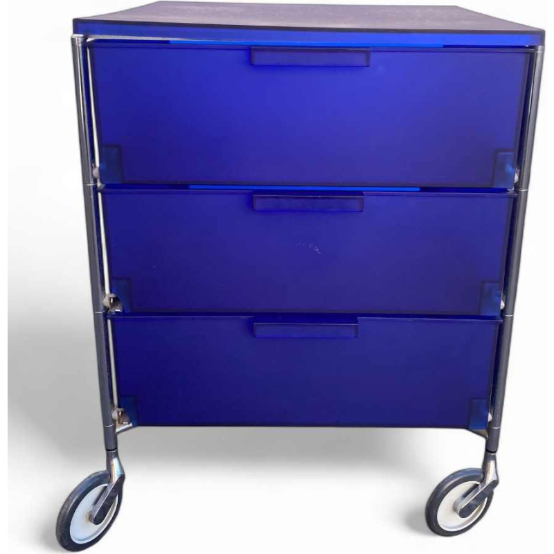 Kartell – Caisson de rangement “Mobil” 3 tiroirs, bleu cobalt, 1993 Design