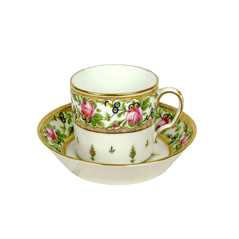 Porcelaine de Paris (Manufacture de Nast) tasse et soucoupe, XVIIIe s
