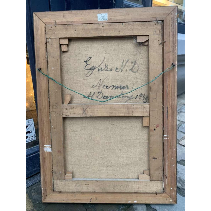 Albert DANDOY "Notre-Dame Church - Namur - 1945" oil on canvas