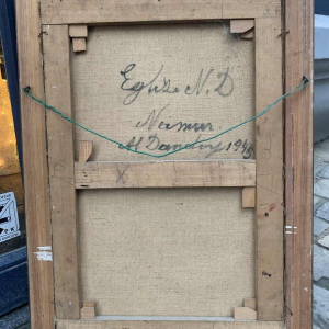 Albert DANDOY "Eglise Notre-Dame - Namur- 1945" huile sur toile