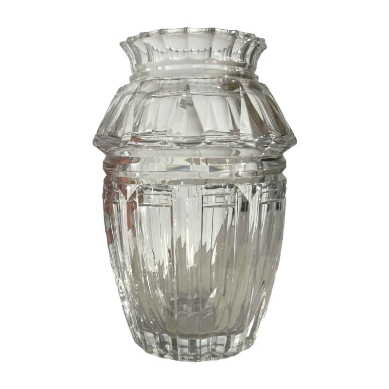 Joseph Simon pour Val Saint Lambert, vase Art DÃ©co en cristal taillÃ© incolore, ca 1925