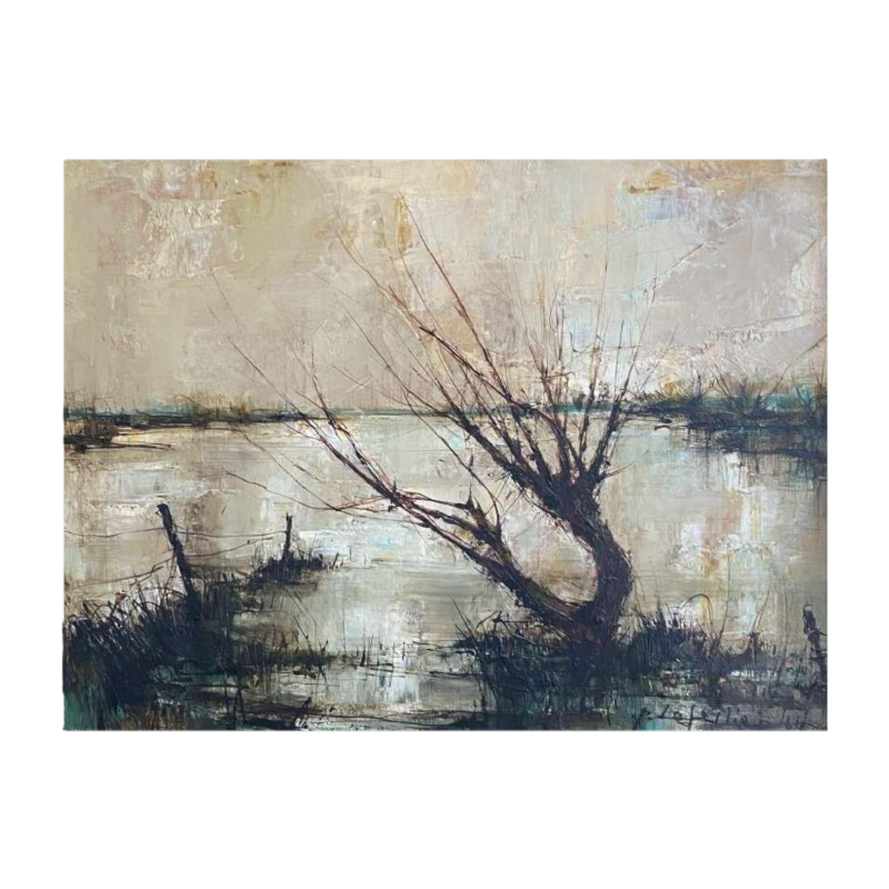 Pierre Letellier, landschap schilderij, olieverf op doek
