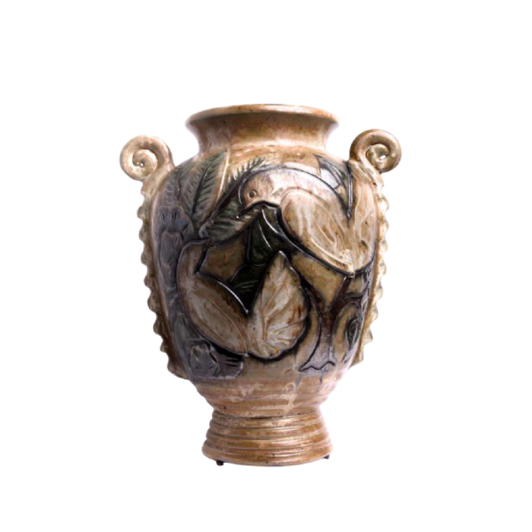 Roger GUERIN (1896 - 1954), stoneware vase decorated with birds, 1945