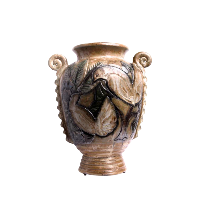 Roger GUERIN, vase en grès à décor d’oiseaux, 1945