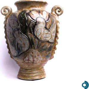 Roger GUERIN, vase en grès à décor d’oiseaux, 1945