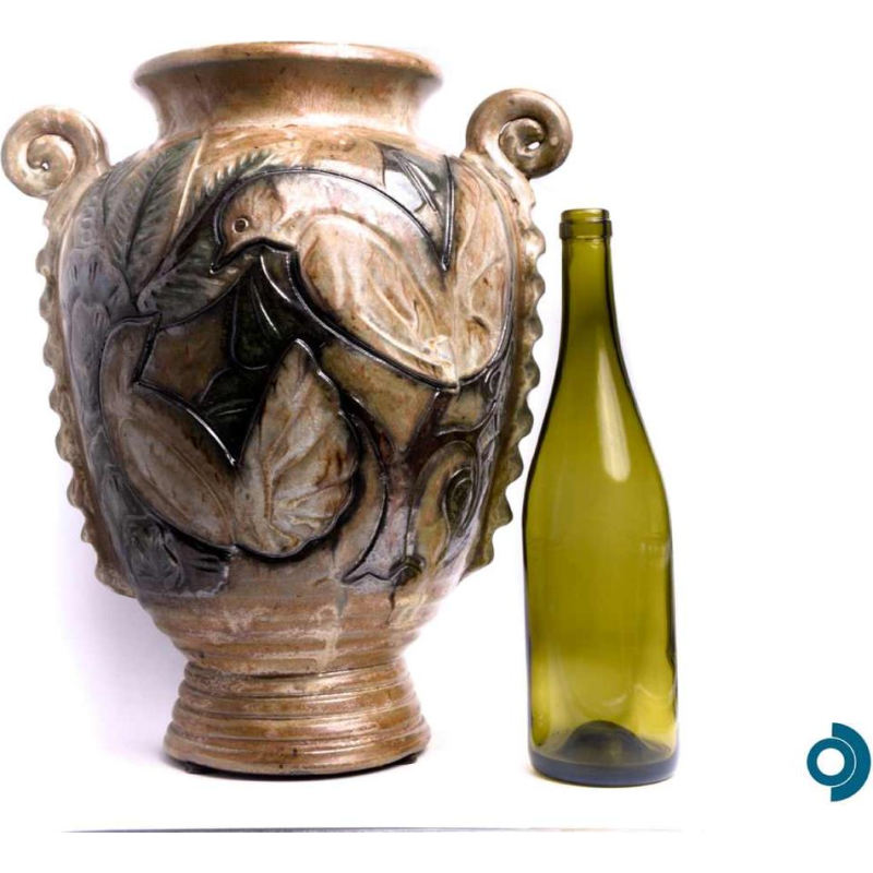 Roger GUERIN, vase en grès à décor d’oiseaux, 1945