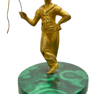 Orientalist ormolu figurine on malachite base, Russia 19th c