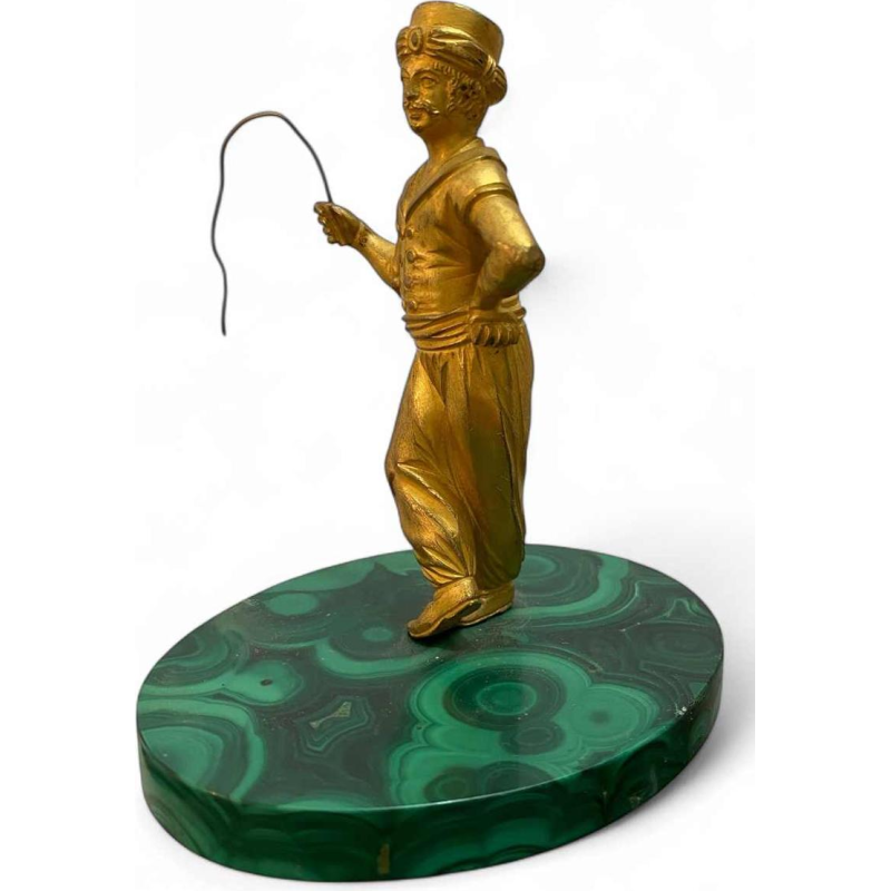 Orientalist ormolu figurine on malachite base, Russia 19th c