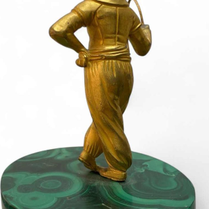 Sculpture figurine orientaliste en bronze doré sur socle de malachite, Russie XIXe s