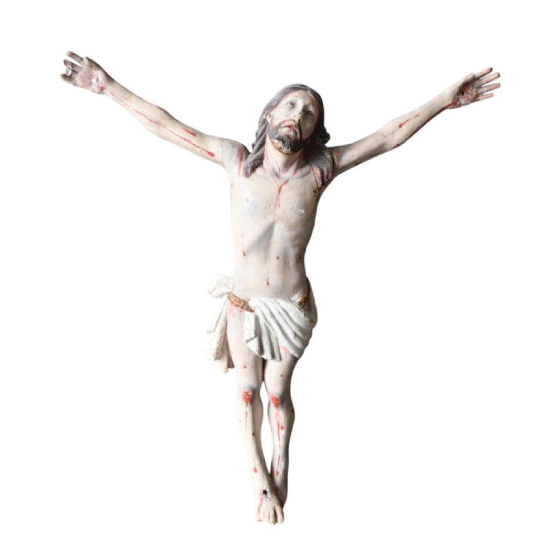 Corps du Christ Indo-Portugais, sculpture en bois polychrome, vers 1660–1700