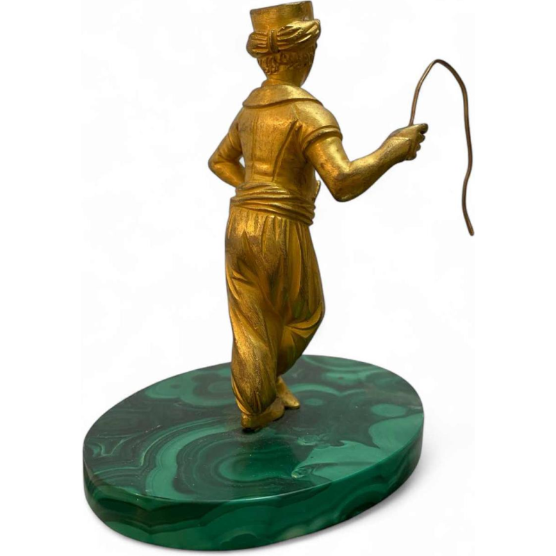 Orientalist ormolu figurine on malachite base, Russia 19th c