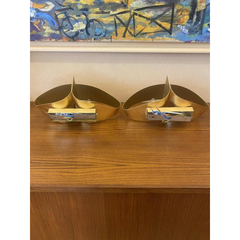 Pair of brushed brass wall lights