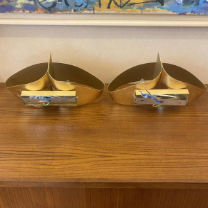 Pair of brushed brass wall lights