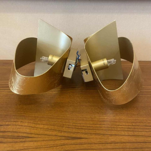 Pair of brushed brass wall lights