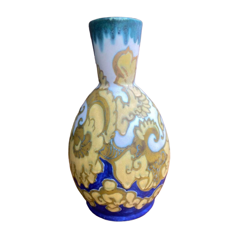 Grote Goudse vaas gesigneerd Henri Breetvelt (1864-1923) Art Nouveau 1900