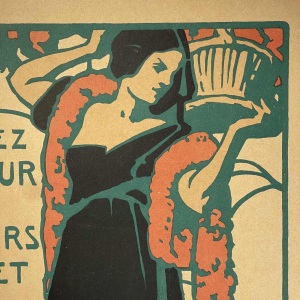 Émile Berchmans pour La Meuse “Achetez la fleur du secours discret“ affiche lithographie Art Nouveau, 1916