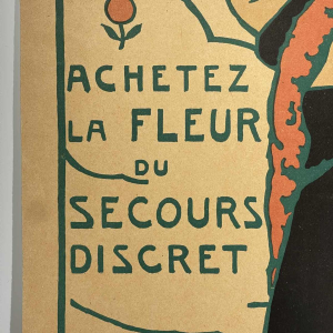 Émile Berchmans for La Meuse “Buy the flower of discreet help” Art Nouveau lithograph poster, 1916
