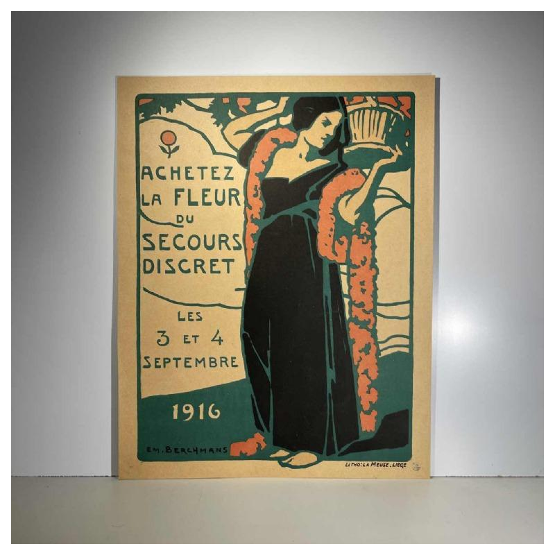 Émile Berchmans voor La Meuse “Koop de bloem van discrete hulp” Art Nouveau-lithografieposter, 1916