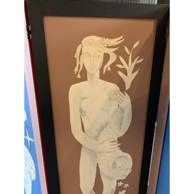 Scherm / Claustra " 4 Seizoenen / 4 Elementen " Expressionistisch Schilderij 1940s