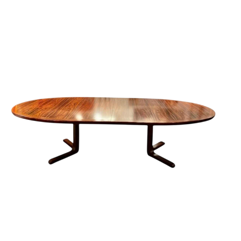 Grande table de salle à manger ovale en palissandre, Design scandinave ca 1970