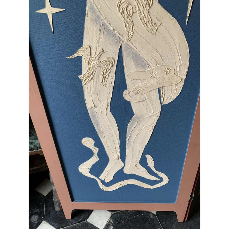 Screen / Claustra " 4 Season / 4 Elements " Expressionist Figurative Painting 1940s