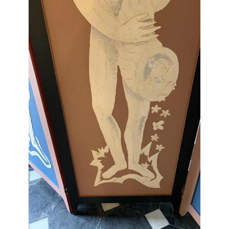 Paravent / Claustra " 4 Saisons / 4 ElÃ©ments " Peinture Figurative Expressionniste 1940s