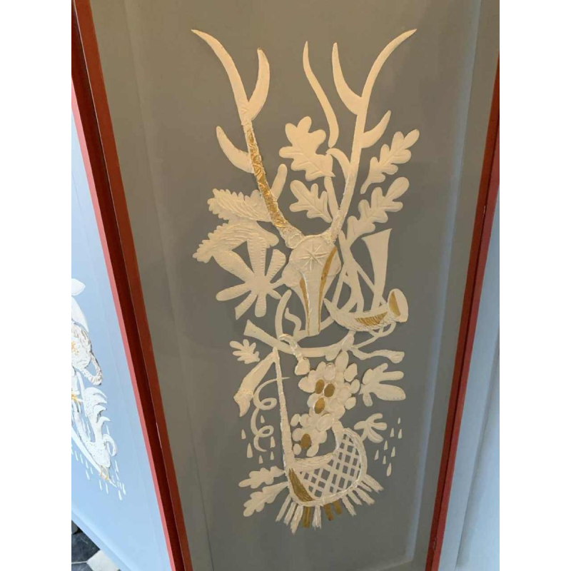 Paravent / Claustra " 4 Saisons / 4 ElÃ©ments " Peinture Figurative Expressionniste 1940s