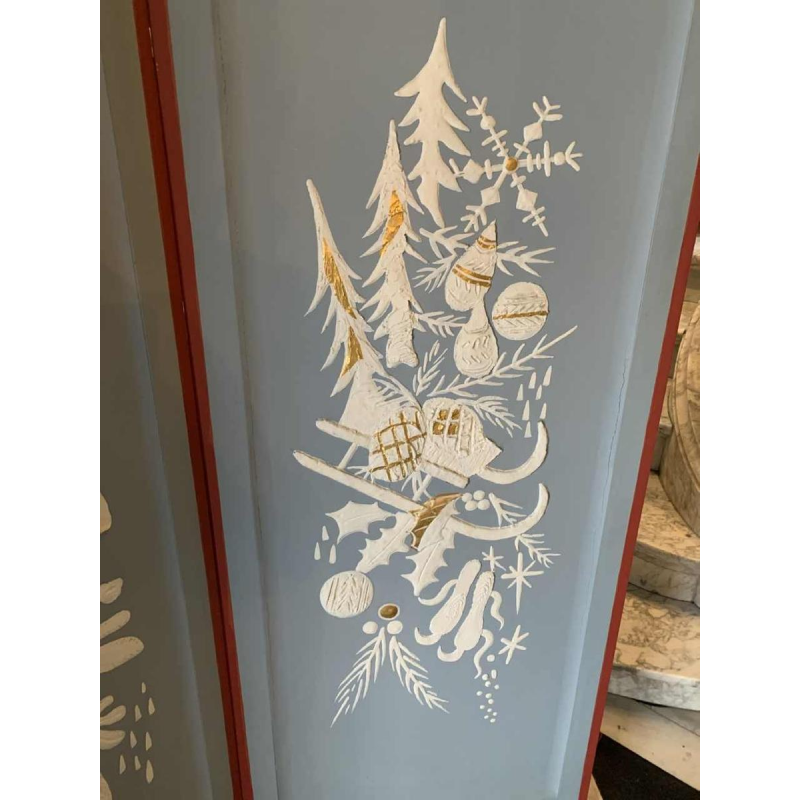 Scherm / Claustra " 4 Seizoenen / 4 Elementen " Expressionistisch Schilderij 1940s