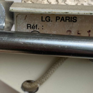 Lucien Gau, pair of sconces, alabaster half-moon shade, ca 1960