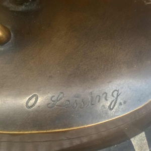 OTTO LESSING gieterij Gladenbeck Berlijn "Vrouw die een bal vangt" bronzen sculptuur, ca 1920