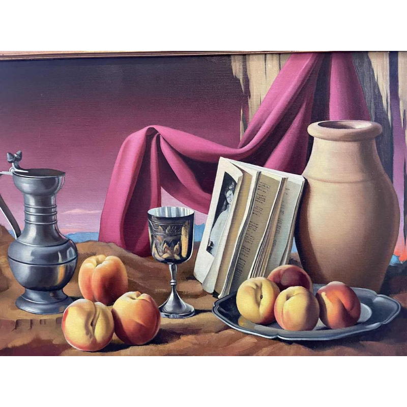 René TOBIE (1920-): « Quelques pêches et pot d'étain »