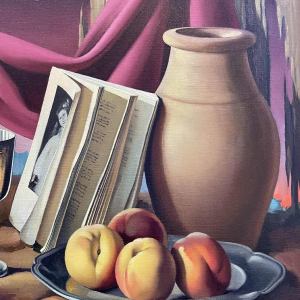 René TOBIE (1920-): « Quelques pêches et pot d'étain »