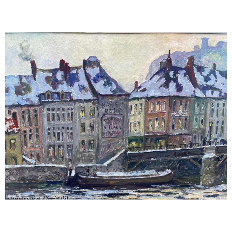 Albert DANDOY (1885-1977): « La Sambre » et lancien quartier du Grognon huile