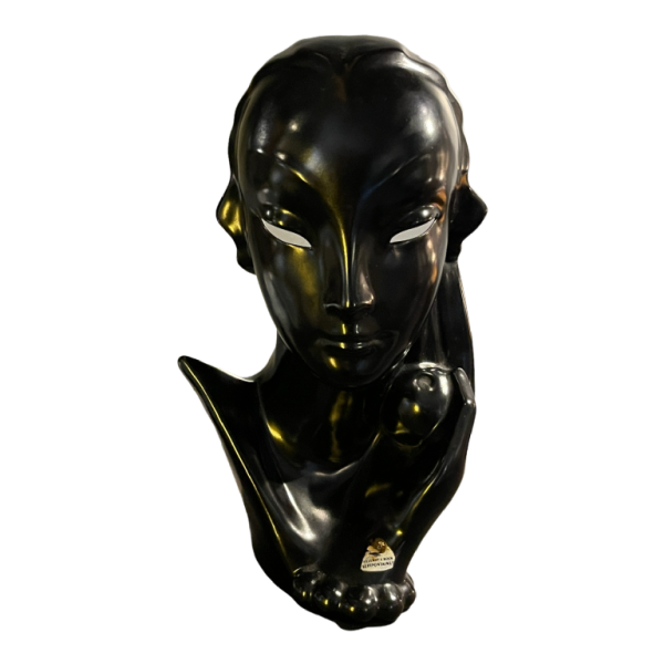 VILLEROY & BOCH LUXEMBOURG, sculpture EVE masque africaine en cÃ©ramique, 1930s