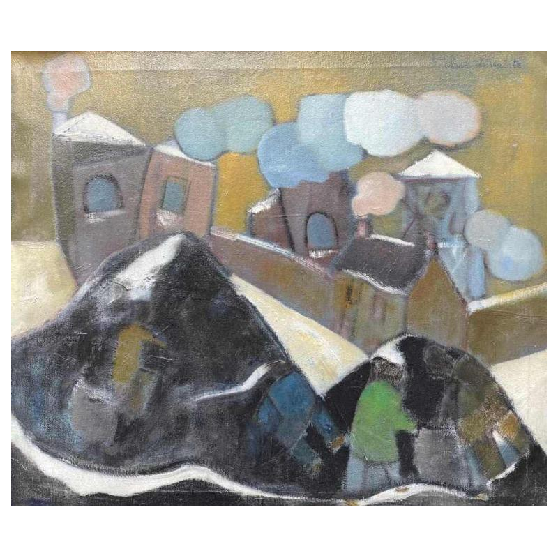 René DESSAINTE (1927-2014): les corons hst 60x70 cm