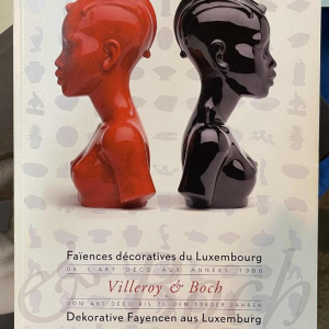 VILLEROY & BOCH LUXEMBOURG, sculpture EVE masque africaine en cÃ©ramique, 1930s