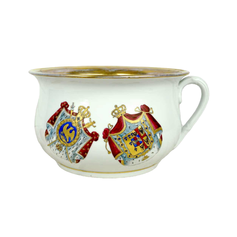 Pot d'aisance aux armes de Napoleon 1er et Marie-Louise en porcelaine, XIXe s