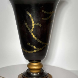 Lucien GERFAUX, vasque lumineuse - lampe en dinanderie à décor de poissons stylisés Art Déco, XXe s