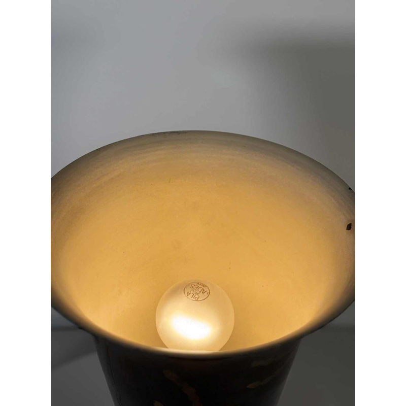 Lucien GERFAUX, luminous bowl – dinanderie lamp with stylized Art Deco fish motifs, 20th century