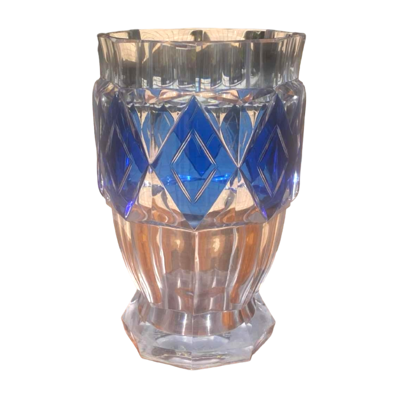 Grand vase Art Déco, Val St Lambert, Charles Graffart, cristal taillé, ca 1930