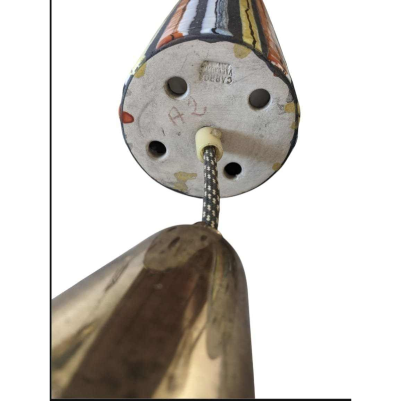 Roger Capron à Vallauris 'Pyjama' rare paire de luminaires suspensions cylindriques, céramique émaillée, ca 1950