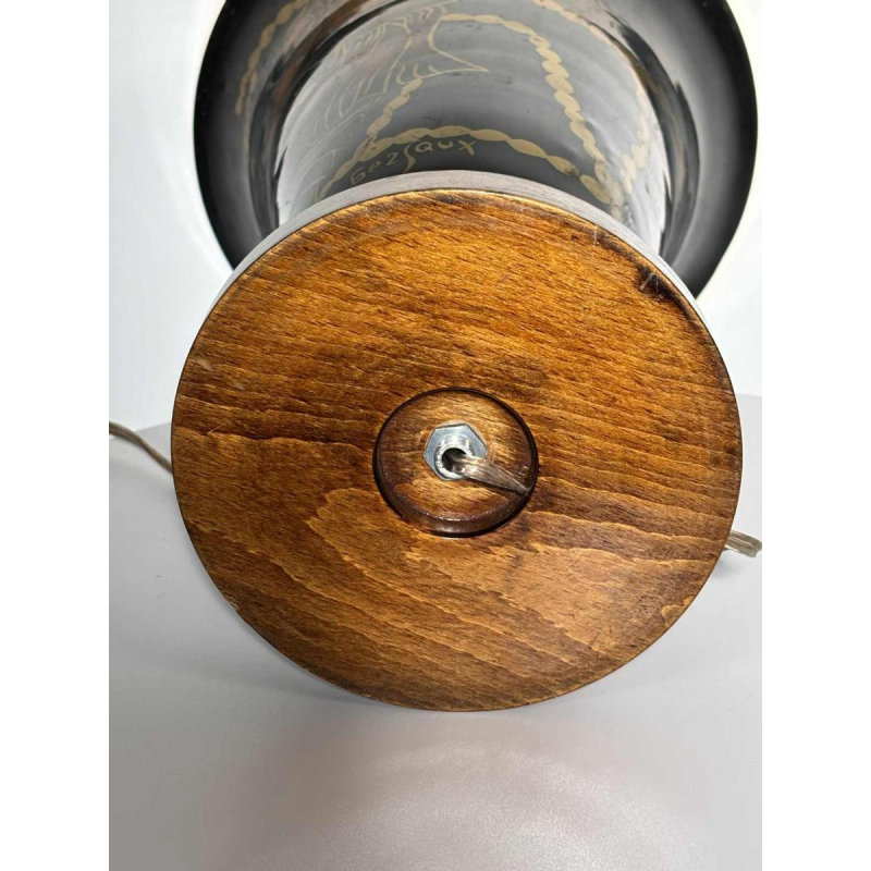 Lucien GERFAUX, vasque lumineuse - lampe en dinanderie à décor de poissons stylisés Art Déco, XXe s