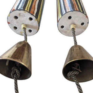 Roger Capron à Vallauris 'Pyjama' rare paire de luminaires suspensions cylindriques, céramique émaillée, ca 1950