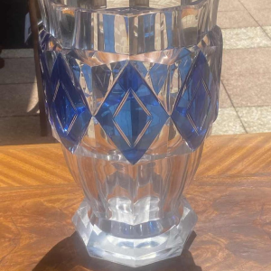 Joseph Simon voor Val Saint Lambert, Art Deco vaas, geslepen kristal, ca 1930