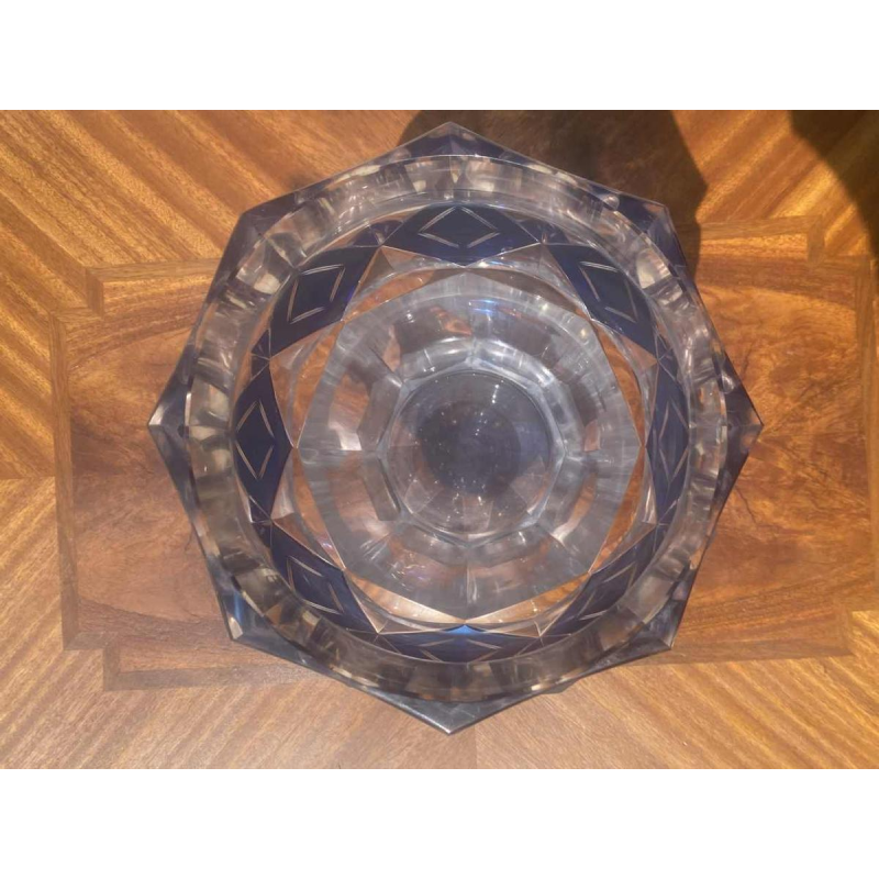 Grand vase Art Déco, Val St Lambert, Charles Graffart, cristal taillé, ca 1930